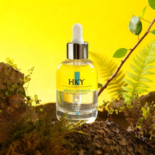 HKY Night Luminous Bi-Phase Essence - Probiotic Face Serum with Lactobacillus & Centella - Overnight Repair Ampoule for Glowing Skin - Hydrating Oil-Infused Formula for Dry & Dull Skin