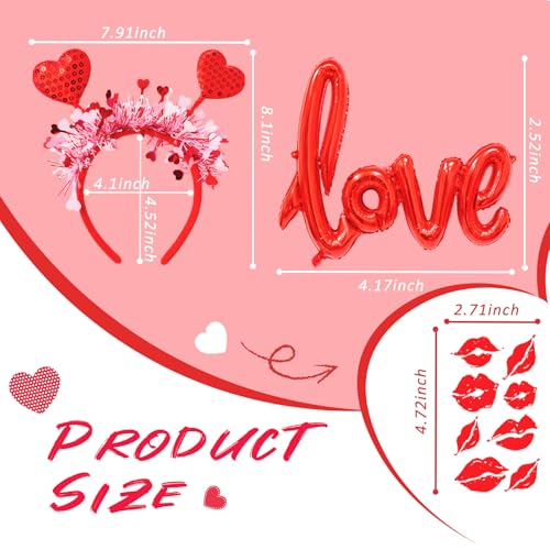 Valentine's Day Heart Sequin Bopper Headband Set - 3pc