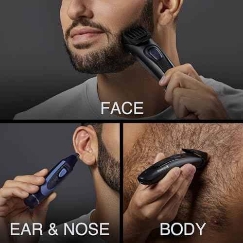 Remington Rechargeable Beard Trimmer Kit for Mustaches, Nose Hair, and Light Detailing and Grooming with Bonus Battery Nose Trimmer