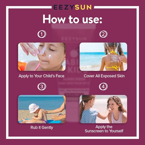 SPF 50 Mineral Sunscreen for Kids & Babies - Non-Greasy, Water Resistant, Gentle for Sensitive Skin Baby Sunscreen with Aloe Vera - Cruelty-Free - Sun Protection for Face & Body - 3.3 fl oz