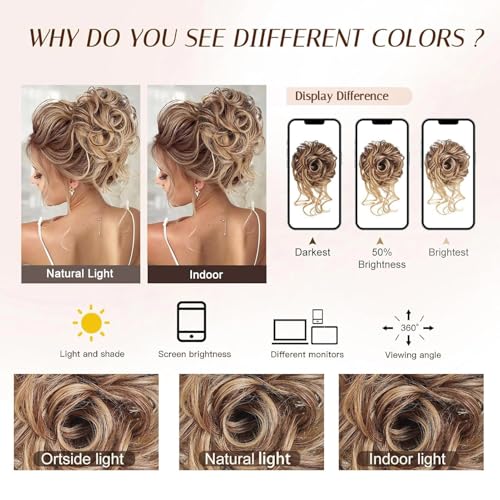 Messy Bun Hair Piece with Claw Clip - Light Brown Blonde