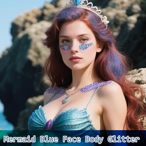 Blue Glitter Gel Set for Hair & Face - 4th of July Makeup