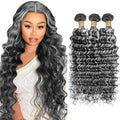 Fridnae 28-Inch Deep Wave Grey Human Hair Bundles - 3 Pack