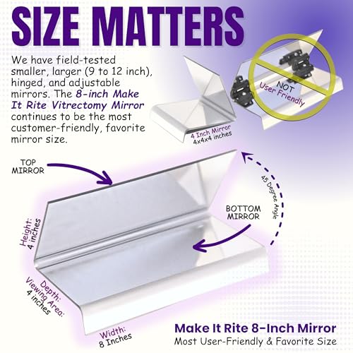 8" Wide 2-Way Make It Rite Mirror for Face Down Vitrectomy Eyesight and Proning Lung Recovery | Easy to Watch TV During Face Down Recovery