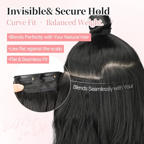 KooKaStyle Clip-In Hair Extensions 24 Inch Black Wavy