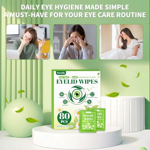 Tea Tree Oil Eyelid Wipes - 80 Individually Wrapped Cleansing Pads