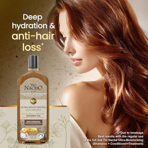 Tio Nacho Ultra-Moisturizing Frizz Control Conditioner with Organic Coconut Oil and Royal Jelly, Deep Hydration and Shine for Dry or Damaged Hair, with Natural Botanical Extracts, 14 fl oz (Pack of 3)