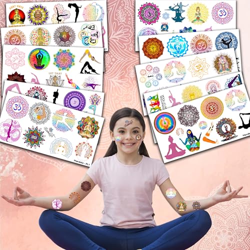100 PCS Yoga Temporary Tattoos - Mandala Flower Designs for Party Favors