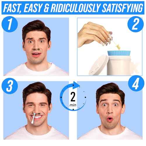 Kenashii Super Nose Waxing Kit | 100g Wax, 24 Applicators | No Microwave Required | Ear Hair Removal | For Men and Women | 12 Balm Wipes, Mustache Guards, Storage Bag