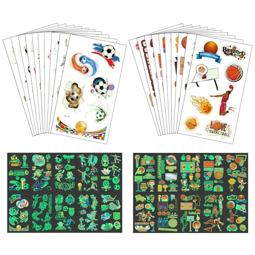 300+ Glow-in-Dark Sports Temporary Tattoos for Kids