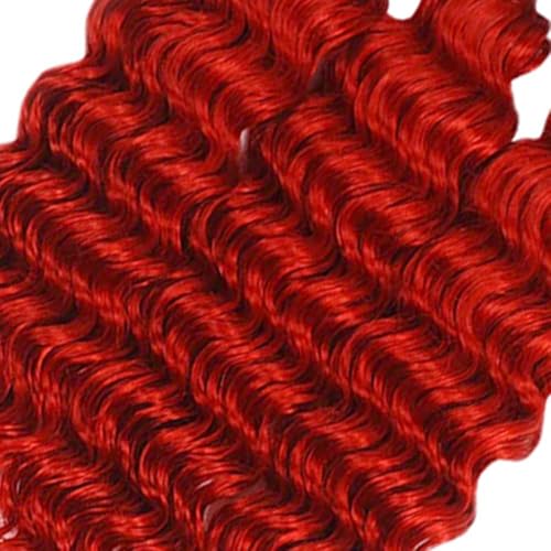 Red Deep Wave Human Hair Bundles 26-30 Inch Brazilian Virgin Hair Extensions