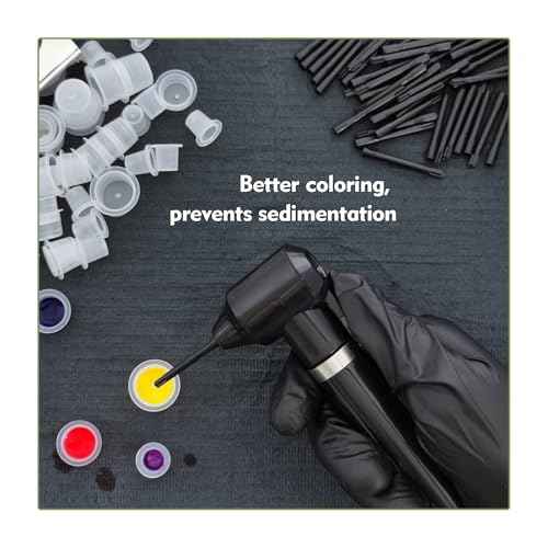 Rayyl Tattoo Ink Mixer Kit - Include Tattoo Ink Mixer Machine with 100pcs Ink Mixing Sticks Black Electric Pigment Mixer Color Mix Tool Ink Agitator for Ink Mixer Tattoo Supplies...