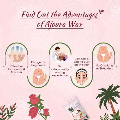 Ajoura Wax Beads for Hair Removal, 1lb Pink Rose Hard Wax for Coarse Hair, Perfect for Brazilian, Bikini, Eyebrow, Legs, Facial, and Full Body Waxing, At-Home Wax Refill for Women and Men