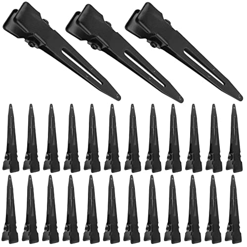 50pcs 1.75 Inches Alligator Hair Clips Metal Duck Bill Hairclips Single Prong Curl Clips Hairpins for Women Salon Styling Hair Accessories(Black)