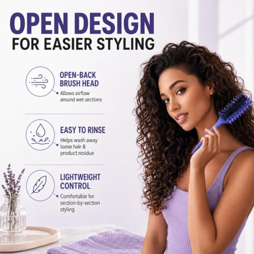 MMBVSZ Purple Curly Hair Brush for Defining & Detangling Wet & Dry Curls