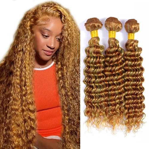 Honey Blonde Deep Wave Human Hair Bundles - 12 Inch P2730