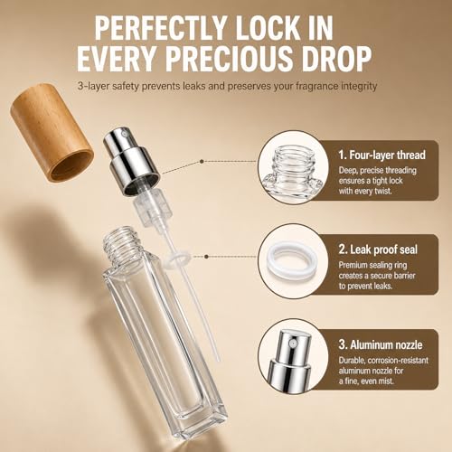 5Pc Travel Perfume Atomizer Bottles 10ml Refillable Leak-Proof