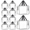 10 Pack 12 x 9 inch Large Clear Makeup Cosmetic Organizer Bag with Handle PVC Plastic Toiletry Pouches with Zipper Transparent Makeup Bag, Plastic Tote Bags for Beach, Traveling