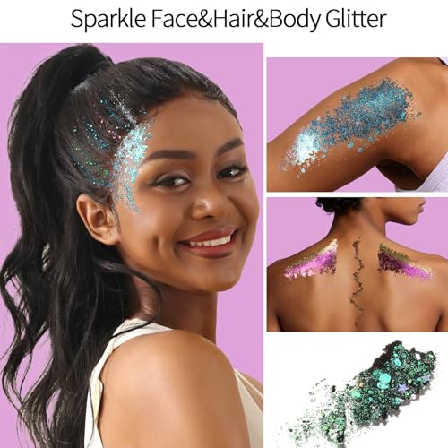 Fandamei 40 Colors Face Glitter Gel - No Glue Needed