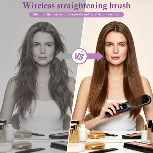 Vitarielle Cordless Hair Straightener Brush 4-in-1 Wet Dry Ionic Styling