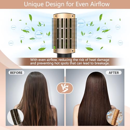 Natrial Hot Air Brush Blow Dryer - 3 Heat Settings, Ceramic, All Hair Types