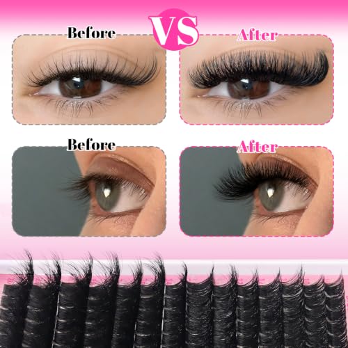 MilyBest D-Curl Lash Clusters Kit - 200D Volume, 10-20mm