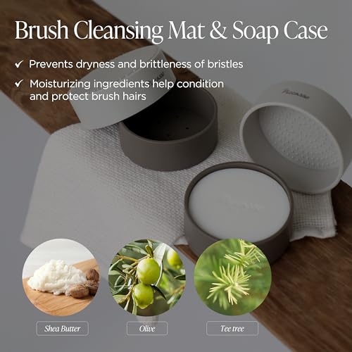 Piccasso Solid Makeup Brush Cleaner Soap with Case & Mat