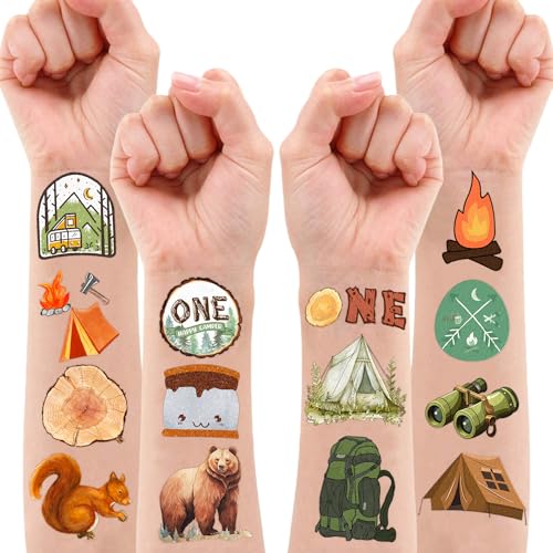 Camper Temporary Tattoos - 100 PCS (10 Sheets) 1st Birthday Party Favors