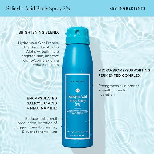 Naturium Salicylic Acid Body Spray 2% – Blemish Treatment, 4 oz