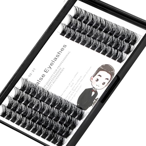 Bodermincer 84 Clusters D Curl Wide Cluster False Eyelash Volume Lashes Natural Eyelashes Set DIY Eyelash Extension 3D Effect Glue Bonded Band Individual Lash Home Eyelash Extension (12MM)