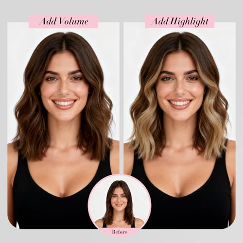 Clip in Short Hair Extensions Real Human Hair,Prokyvity Invisible Human Hair Clip in Extensions Short,(6inch&8inch)4 pieces Mini Extensions for volume or highligh,Natural Black