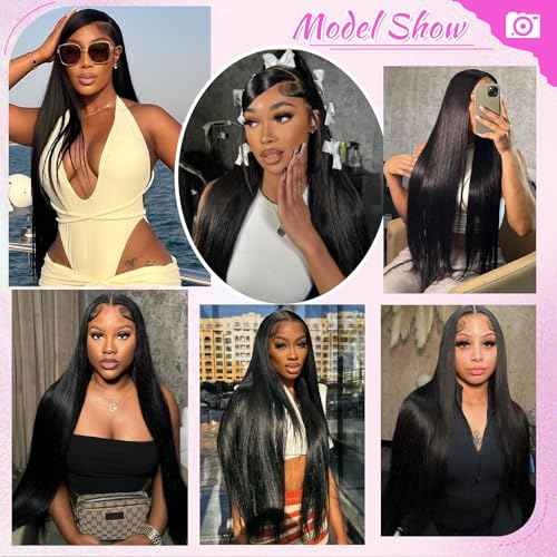Lace Front Wigs Human Hair Straight HD Lace Front Wigs Pre Plucked with Baby Hair 200 Density 13x4 Frontal Wigs Straight Wigs Human Hair Glueless Wigs for Women 24 Inch