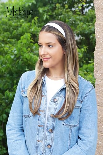 Motique Accessories 1 Inch White Satin Hard Headband