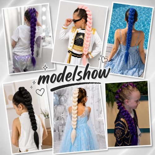 Black Braiding Hair Extensions Ponytail 26 Inch for Cosplay & Halloween