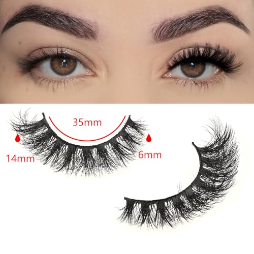 FARRED False Lashes Wispy Natural Strip Eyelashes 14mm Cat Eye Mink Lash Strips Full Volume Fake Cateye Eyelash Pack Natural Look 10 Pairs Short Thick Fluffy Pesta?as Postizas for Women