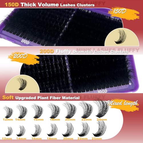 Fluffy Lash Clusters 12-25mm D Curl 280PC Volume Eyelashes