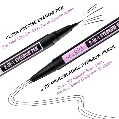LAVONE 2-in-1 Waterproof Eyebrow Pencil & Microblading Pen - Dark Coffee