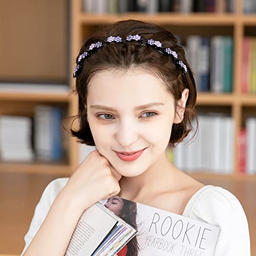 5-Piece Flower Crystal Hair Bands Set for Women - Double Layer Headbands