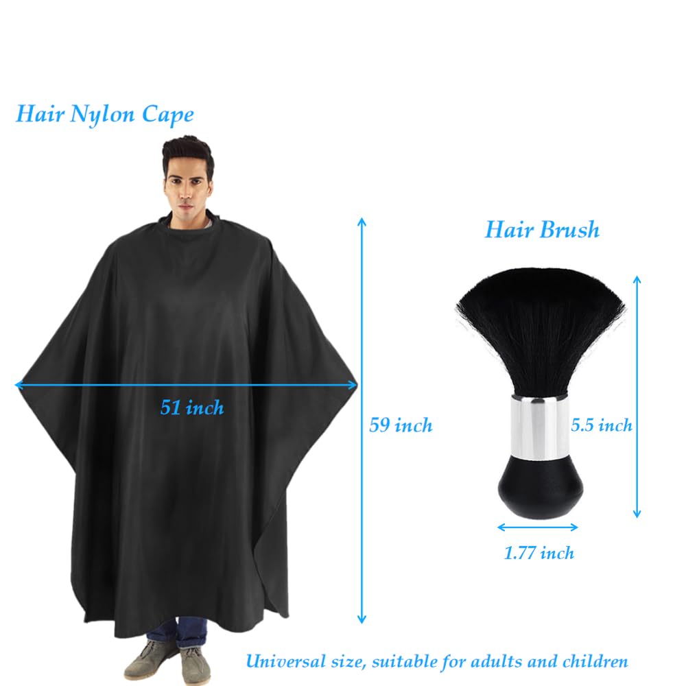 1 PACK Hair Salon Capes with Snap Closure Waterproof Hairdressing Styling Hair Cutting Coloring Nylon Cape with Brush for Barber Hairdressers