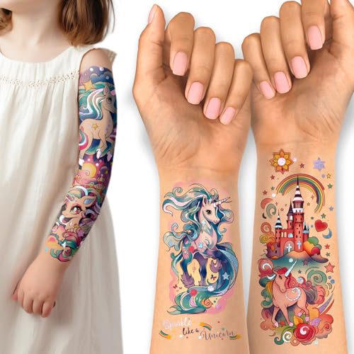 Unicorn Temporary Tattoo Kit for Kids - 35 Styles, 24 Sheets