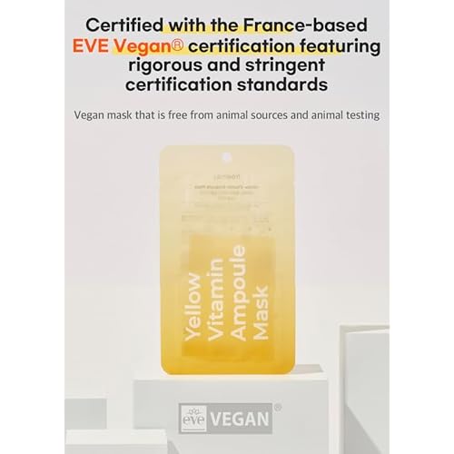 freemay Yellow Vitamin Ampoule Mask 27ml (0.91 fl oz) ¡¿ 10 Sheets ? Vitamin Complex for Hydration & Revitalizing, Vegan Facial Sheet Mask for Nourishing Glow