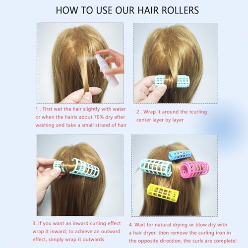 ZMD 24PCS Plastic Hair Rollers Set - 0.8 Inch Heatless Curlers