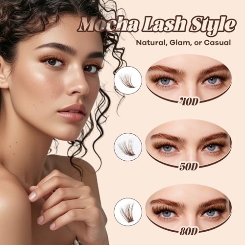 B&Q Mocha Brown Lash Clusters | 280 Pcs Wispy & Natural