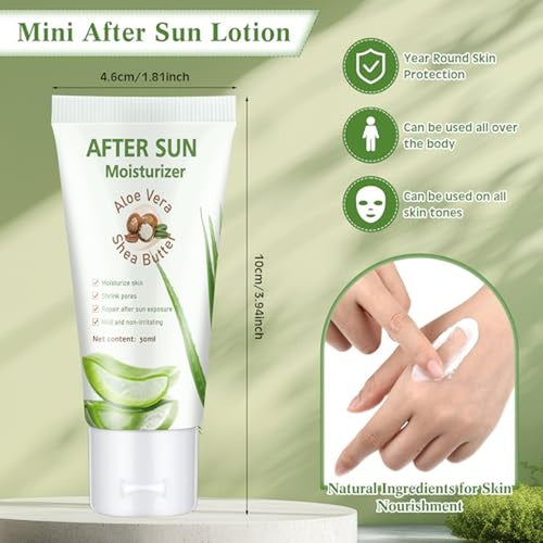 12 Pcs After Sun Lotion Mini Aloe Vera Lotion Bulk Travel, 1 oz Travel Size Aloe Vera Skin Moisturizer Organic Mini Sunscreen Bulk Party Favor Moisturizing for Face and Body