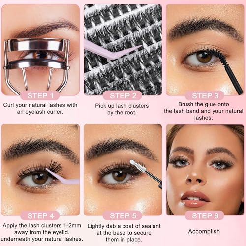 DIY Eyelash Extension Clusters Kit, 280pcs 80D+100D D Curl Lashes