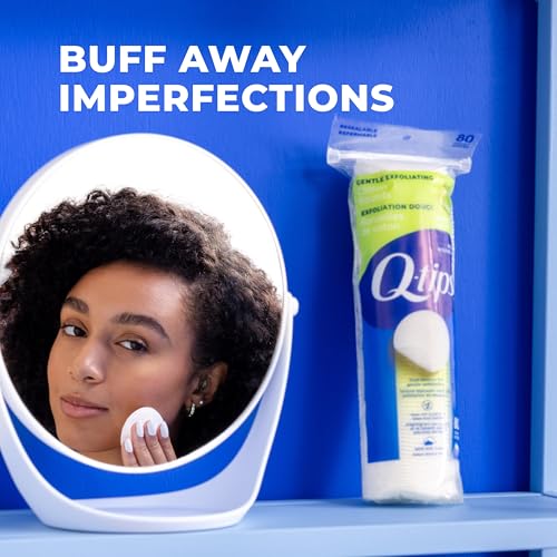 Q-tips Gentle Exfoliating Cotton Rounds - 100% Cotton Pads, 6 Pack (480 Ct)