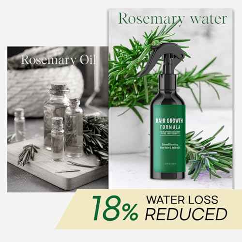 Rosemary Water Spray for Hair Growth, Rosemary Hair Growth Scalp Spray With Rice Water & Batana Oil, Biotin, Citrus Peel and Mint to Strengthen Strands and Promote Hair, 4.2 fl oz (Clear)