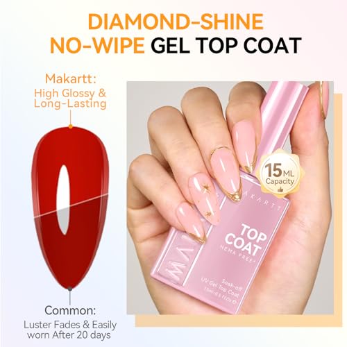 Makartt Hema-Free Gel Top & Base Coat Set 2 Pcs 15ml No Wipe - Hypoallergenic