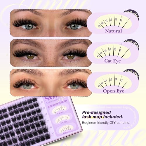 JIMIRE Fluffy Lash Clusters 10-16MM Wispy Eyelash Extensions