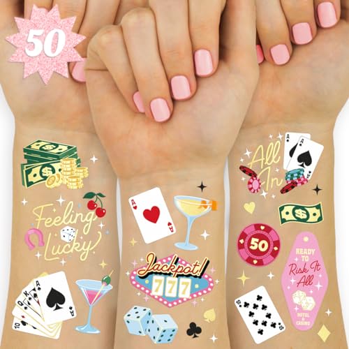 Casino Temporary Tattoos - 50 Gold Foil Designs